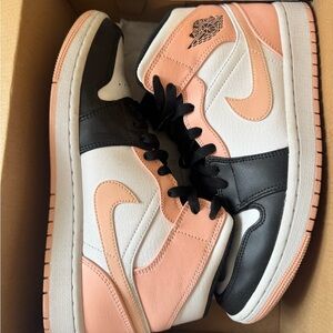 Nike Jordan Women's Black and Peach High-Top Sneakers